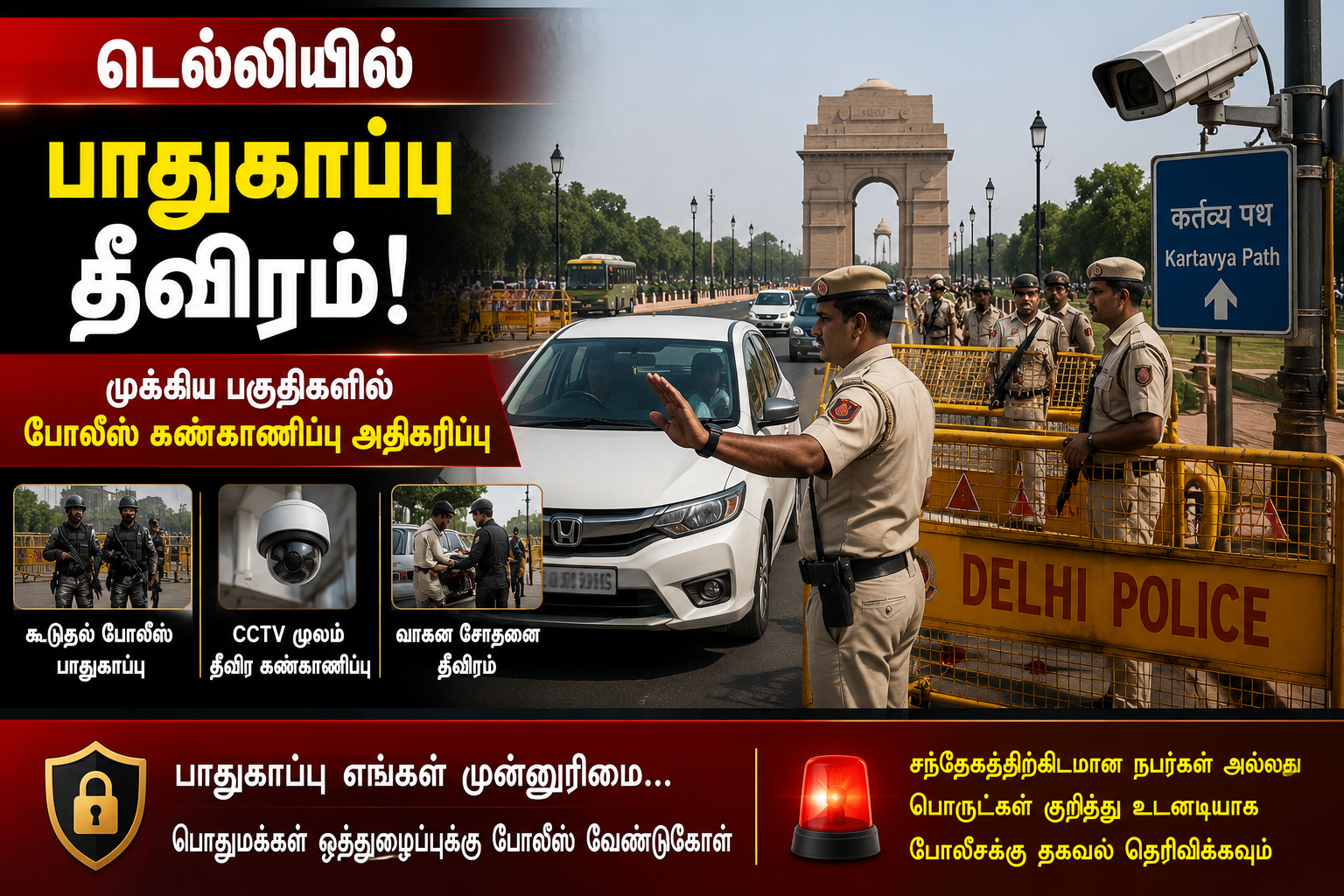 டெல்லியில் பாதுகாப்பு பலப்படுத்தப்பட்டது