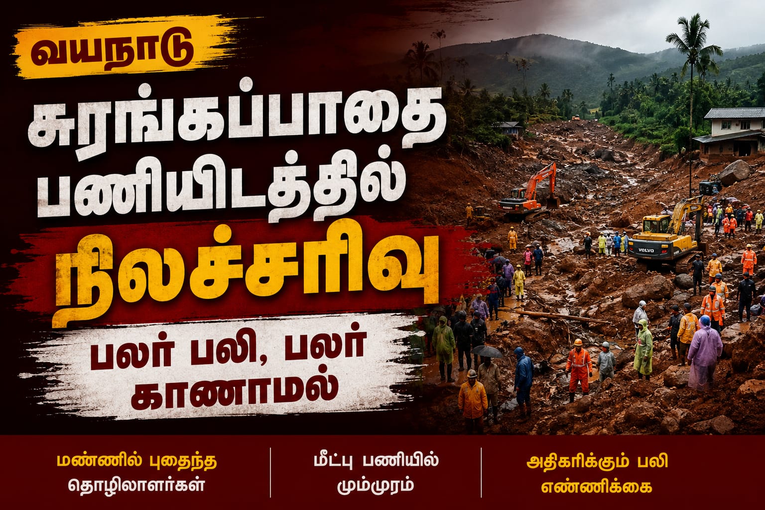 வயநாடு சுரங்கப்பாதை பணியிடத்தில் நிலச்சரிவு – பலர் பலி, பலர் காணாமல்